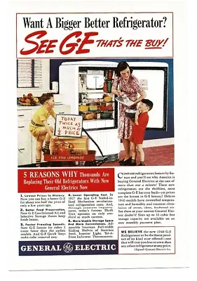 1940 G-E GENERAL ELECTRIC Refrigerator Mom Boys Red Wagon Vintage Print Ad • $8.95