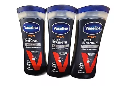 3 Pack Vaseline Men 3 In 1 Lotion 48 Hour Moisture Hydration Protection 10 Oz  • $18.99
