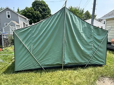 Vintage Diamond Camping Canvas Cabin Tent 11’ X 9’ Heavy Weight 7’ High Made USA • $499