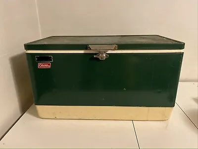 Vintage Green Metal Coleman Ice Box Cooler 28” Long 54qt Feb 1979 • $85