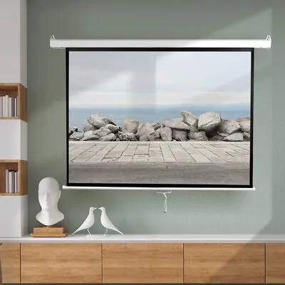 $89.99 • Buy 100  Projector Screen Manual Projection Retractable 3D Home Cinema 4:3 Screens