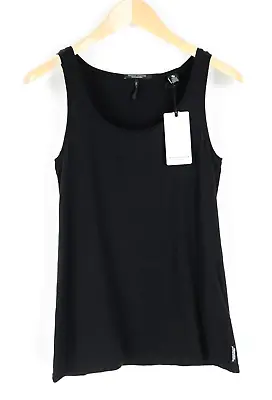 MAISON SCOTCH XS Women T-Shirt Black Tanktop Round Neck Pure Cotton Petite • $30.47