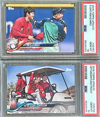 2018 Topps Ohtani (ROOKIE) / Trout / Ichiro PSA 10 GEM MINT (2 ROOKIE CARD LOT) • $139