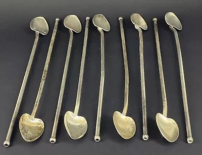 9 Vintage Mint Julep Silverplated Sipping Spoon - Straws - HEART - Iced Tea • $19.99