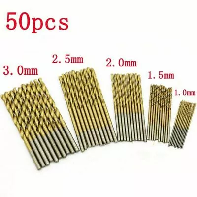 50PCS Micro Round Shank Drill Bits Set Small Precision HSS Twist Drill Bit Kit • $8.41