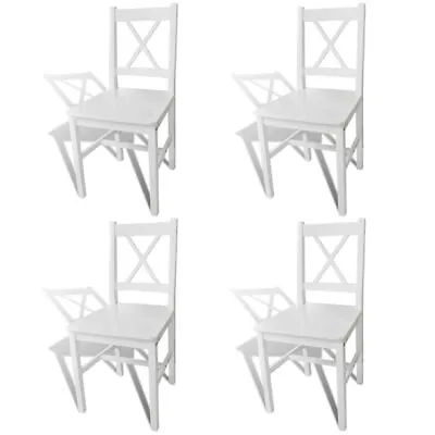 $265.95 • Buy 4 Pcs Pine Wood Dining Chairs Set Kitchen Dinner Chair Seat Home Furniture White