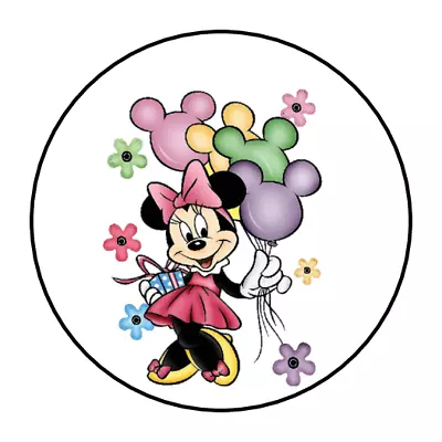 30 Minnie Mouse Stickers Envelope Seals Labels 1.5  Round Birthday Custom • $2.64