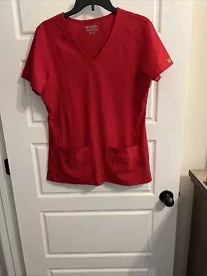 Med Couture Activate Scrub Top Women M 4Way Energy Stretch V-neck 8526 Red • $11