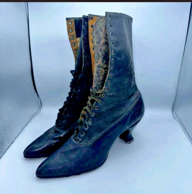 $249.99 • Buy VTG 1890s Victorian Womens High Lace Up Leather Boots Shoes Peters St Louis