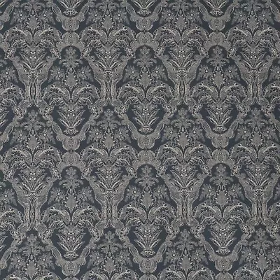 Damask Style Siena Indigo Fabric 140cm Cotton Blend Classic Curtains Blinds • £1.79