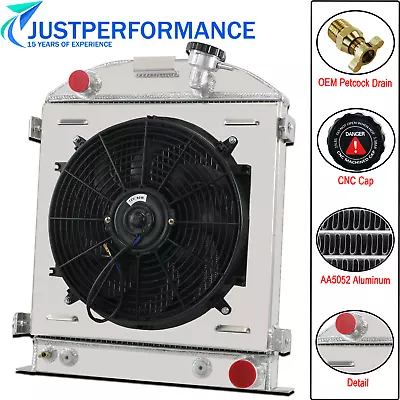 4 Row Radiator Shroud Fan For 1928-1932 Ford Chopped Hot Rod High Boy Chevy V8 • $309