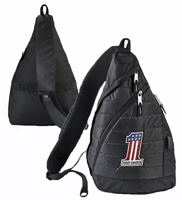 Harley-Davidson B & S RWB #1 Deluxe USB Quilted Travel Sling Backpack 90821-ONE • $56.69