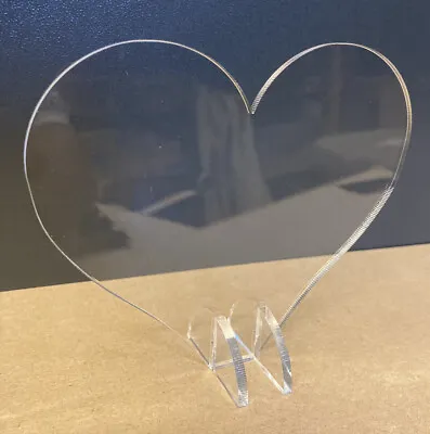 £2.78 • Buy SP31a Heart Clear Acrylic Sign. Wedding Table With Stand. Perspex Heart Plaque