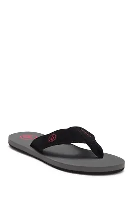 Volcom Surf Men's Vocation Black Red Wide Strap Flip Flops Sandals 8/9 • $24