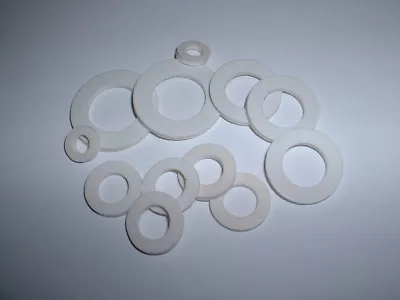 2mm Thick White Silicone High Temp Fda Flat Ring Rubber Washer Seal Gaskets 2pk • £2.84