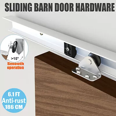 6ft Barn Door Sliding Track Hardware Kit Wood Steel Roller Closet Track System • £32.99