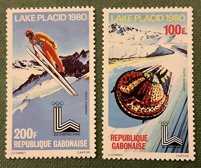 Gabon - 1980 Winter Olympic Games Lake Placid Set Of 2 Stamps MNH • £0.99