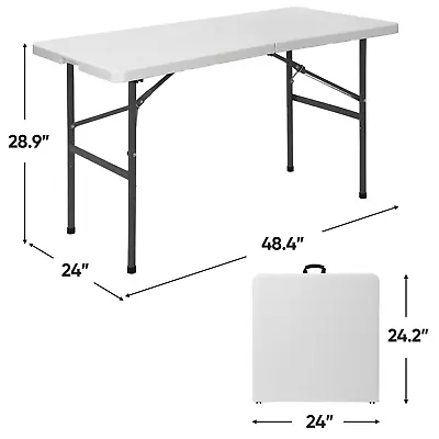 4ft Plastic Folding Table Lightweight Table For Camping Picnic BBQ Multi-purpose • $38.59