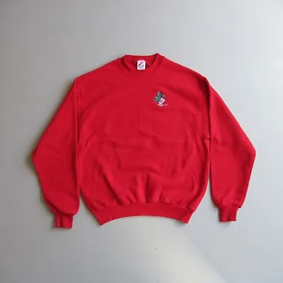 Classic Vtg Embroidered Christmas Mouse Sweatshirt Shirt Red S/M • $24