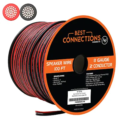 8 Gauge 100 Feet Red Black Speaker Wire Zip Cable Car Stereo Home Audio • $69.95