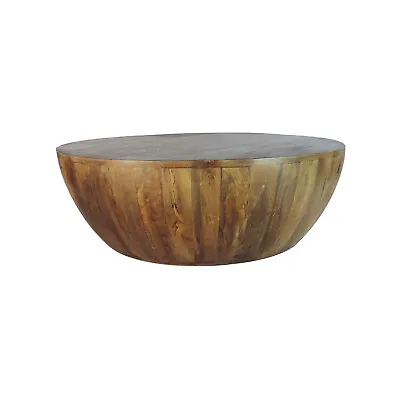 The Urban Port 36 Inch Round Mango Wood Coffee Table Subtle Grains Distressed  • $386.29