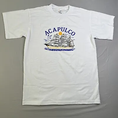 Vtg Acapulco T Shirt Large White Sailboat Graphic Shirt Sleeve Yacht Club *Read • $9.99