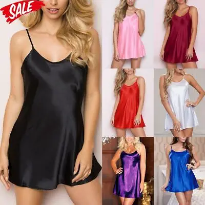 £6.69 • Buy Women's Negligee Satin Sleepwear Strap Dress Nightdress Sexy Lingerie Mini Dress