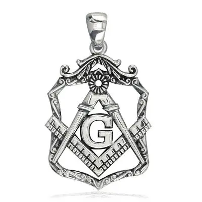 Large Open Masonic Initial G Charm In 18k White Gold • $1155