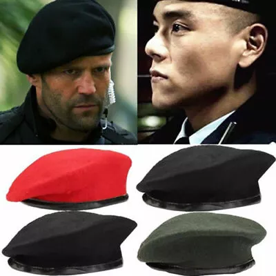 Unisex Fashion Military Soldier Style Wool Beret Hat Adjustable Cap Outdoor  • £12.09