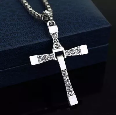 Fast Furious Vin Diesel Dom Toretto Cross Pendant Necklace Jewelry Gift - Silver • $6.10