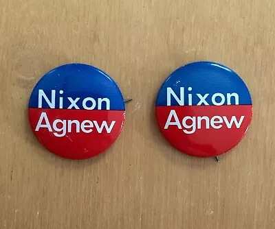 1972 Nixon/Agnew Presidential Campaign Election Button Pin - Set Of 2 • $4.99