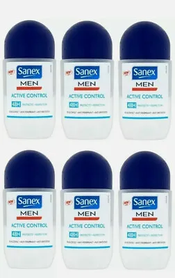 £11.45 • Buy 6 X Sanex Mens Roll On Deodorant Active Control Antiperspirant 48 Hour 50ml