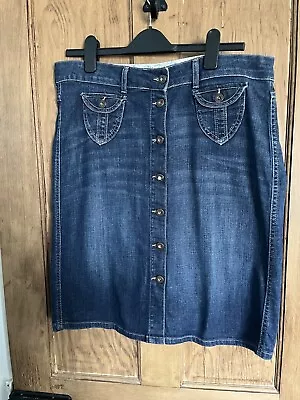 Womens M&S Marks&spencer Size Uk 14 Indigo Blue Knee Length Denim  Skirt • £3