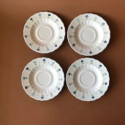 TRUE BLUE Vernon Ware By Metlox 4 Saucers Vintage Dinnerware Made In Californ • $12