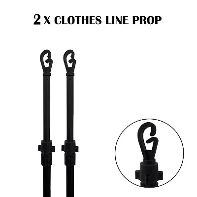 2x Clothes Washing Line Prop Pole Heavy Duty Telescopic Support Extendable 2.4m • £8.19