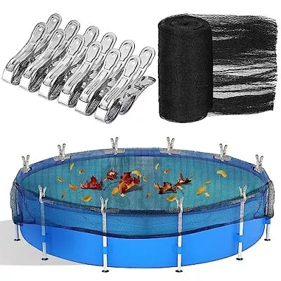 19.7Ft Pool Leaf Mesh Net Cover For Above Ground Pool With Metal Clips • $53.07