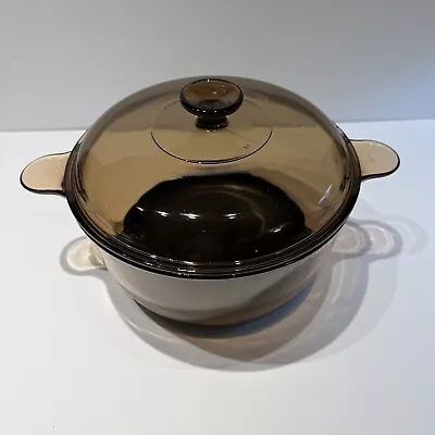 Corning Ware Visions Dutch Oven W/ Lid 4.5L Teflon Bottom Amber USA • $27.99