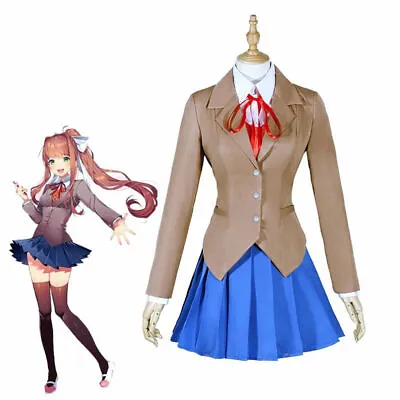 Doki Doki Literature Club Game Monika Cosplay Costume Uniform Set Natsuki Sayori • £35.99