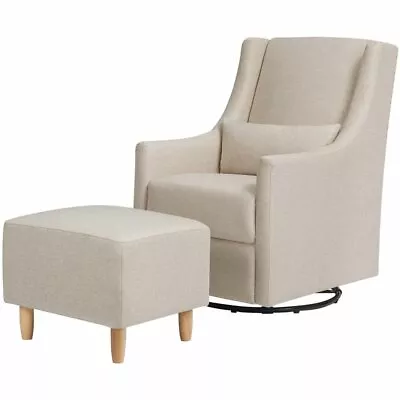 Babyletto Toco Polyester Fabric Swivel Glider And Ottoman In Performance Beach • $499.99