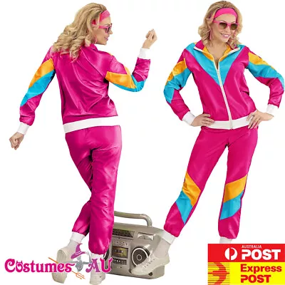 Ladies 80s Height Of Fashion Tracksuit 1980s Party Retro Disco Neon Costume • $33.24