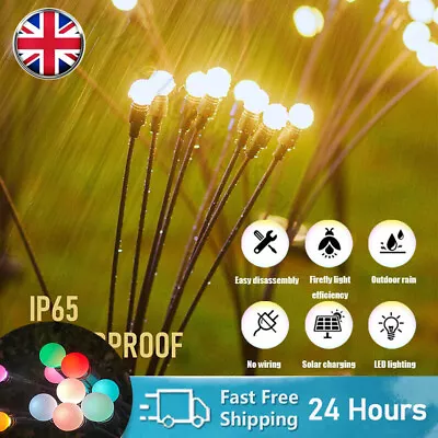 2X 10 LED Solar Powered Outdoor Garden Landscape Lamp Firefly Swaying Lawn Light • £7.99