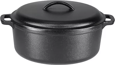 Pre-Seasoned Cast Iron Round Dutch Oven Pot With Lid And Dual Handles 7-Quart • $39.99