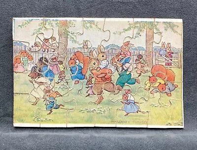 Vintage Wooden Jigsaw Puzzle Animals Frolicking In Park Margaret Tempest • $7.99