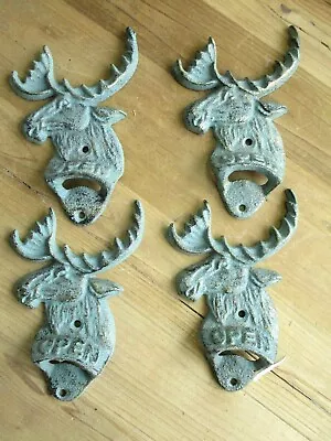 4 Cast Iron Moose Bottle Openers Open Cabin Decor Beer Bar Soda Wall Mount  • $19.99