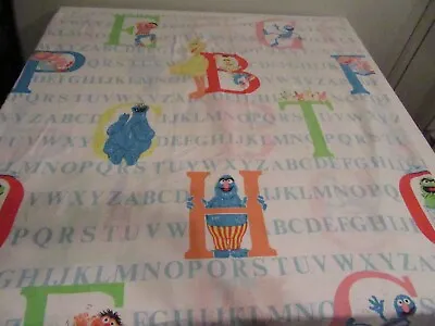 Seasame Street Muppets Bedroom Twin Flat Top Sheet Bed Vintage 80's Alphabet ABC • £18.30