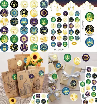 DPKOW 120pcs Eid Ramadan Advent Calendar Stickers 1-30 Number Ramadan DIY...  • £10.29