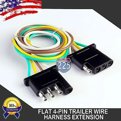 2pcs 4ft Trailer Light Wiring Harness Extension 4-Pin 18 AWG Flat Wire Connector • $10.50