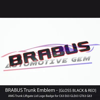 BRABUS Logo Tailgate GLOSS BLACK RED Emblem Rear Trunk Luggage Lid Badge AMG • $35.14