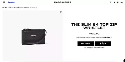  Marc Jacobs THE SLIM 84 TOP ZIP WRISTLET - *NEW IN PACKAGING* • $80