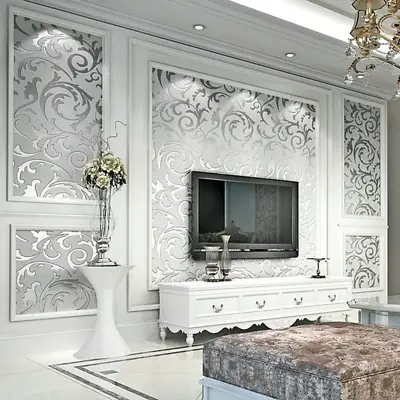 3D Grey Victorian Damask Embossed Wallpaper Roll Home Decor Living Room Bedroom  • £8.02